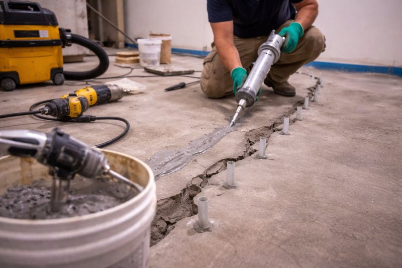 Cracked Basement Floor Repair in Denver, NC
