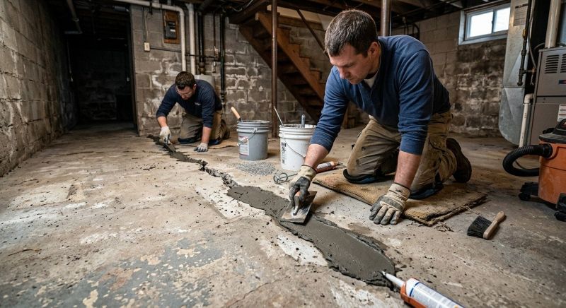 Cracked Basement Floor Repair in Denver, NC